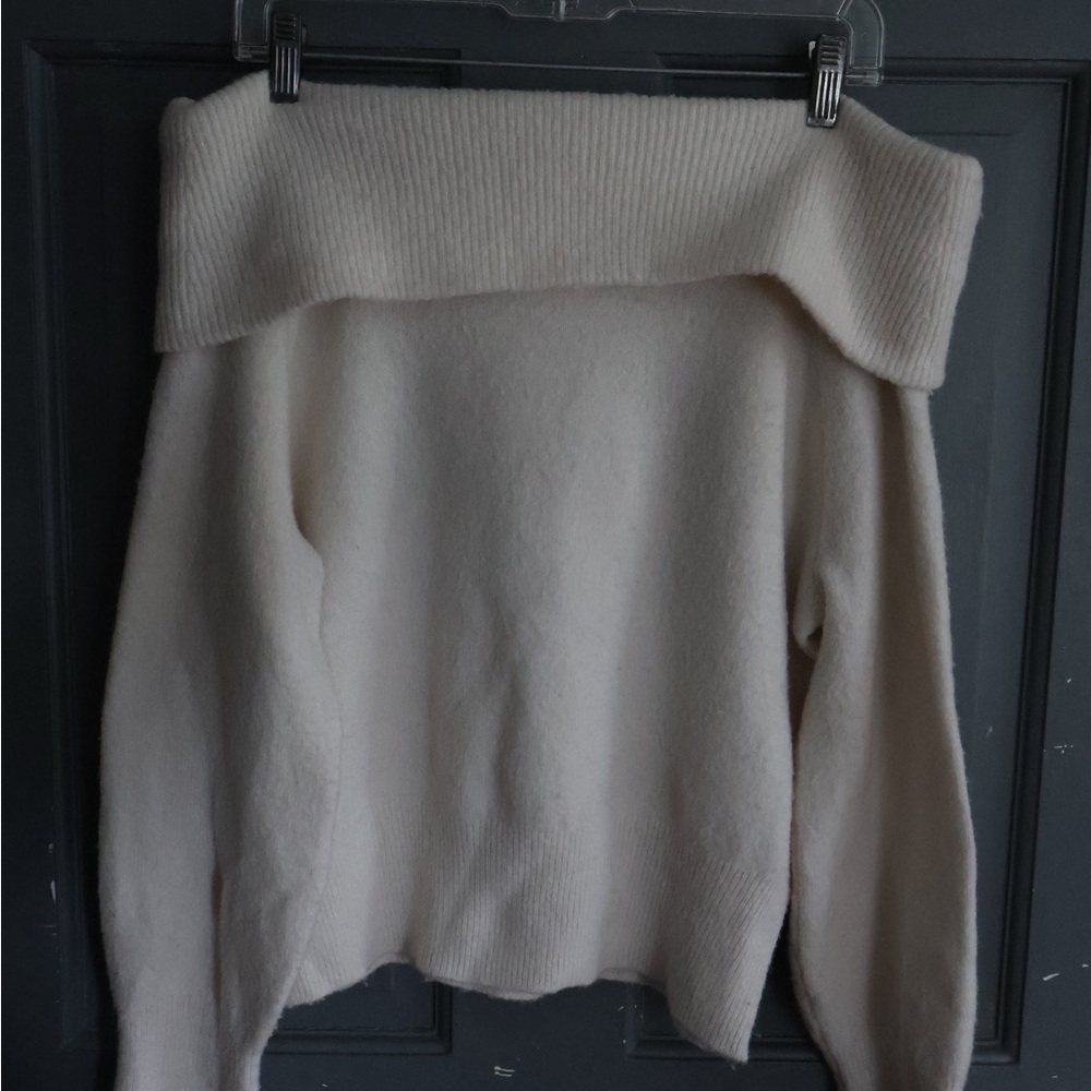 Off Shoulder Cream Sweater